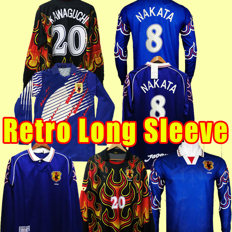 

Long sleeve Japan National Team NAKATA Mens Soccer Jerseys SOMA AKITA OKANO KAWAGUCHI Retro Home Football Shirt KAZU HATTORI Goalkeeper 1995 1996 1998 98