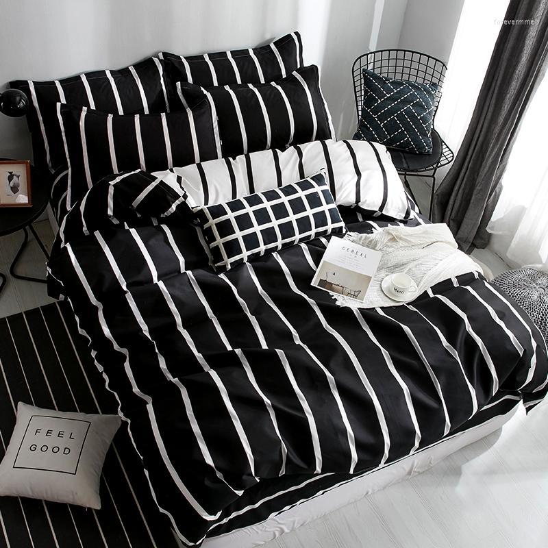 

Bedding Sets 3/4pcs Black And White Checkered King Queen Full  Size Set Duvet Cover Include Bed Sheet Pillowcase, Gangdaomeimei029
