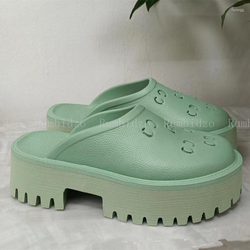 

Slippers Women Platform High Quality Beach Shoes Big Size 42 Chunky Wedges Round Toe Luxury Slidders Sandalen Slides, Beige 2.5cm