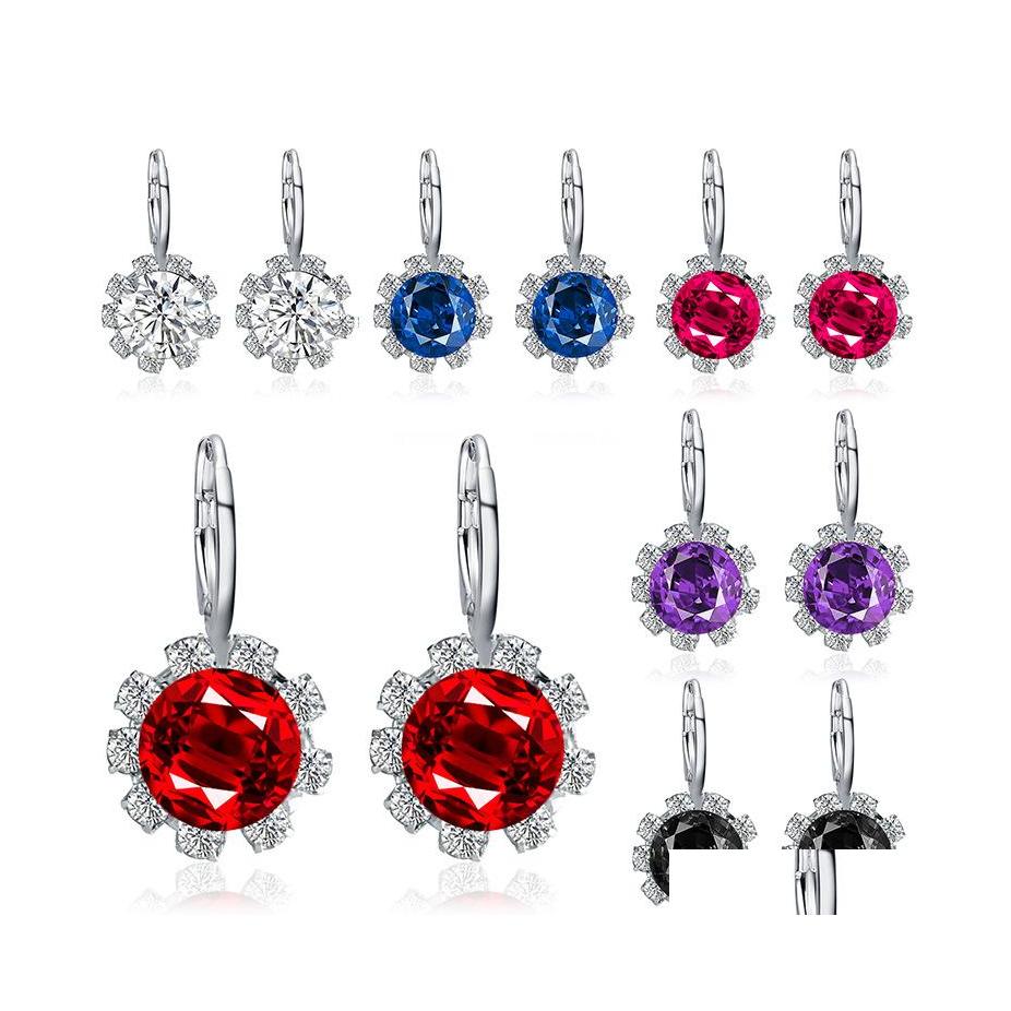 

Dangle Chandelier Fashion Sun Flower Stud Earring Mticolor Crystal Drop Earrings Long Sier Plated Ear Hook For Ladies Elegant Wedd Dh8Vg