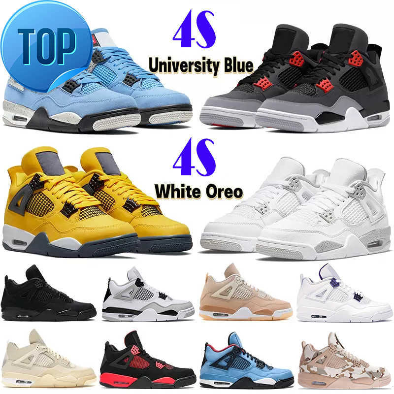 

top2022 Jumpman 4 4s Mens Basketball Shoes Military Black Red Thunder University Blue White Oreo Sail Bred Black Cat Metallic Purple Trainers Designer Sneakers
