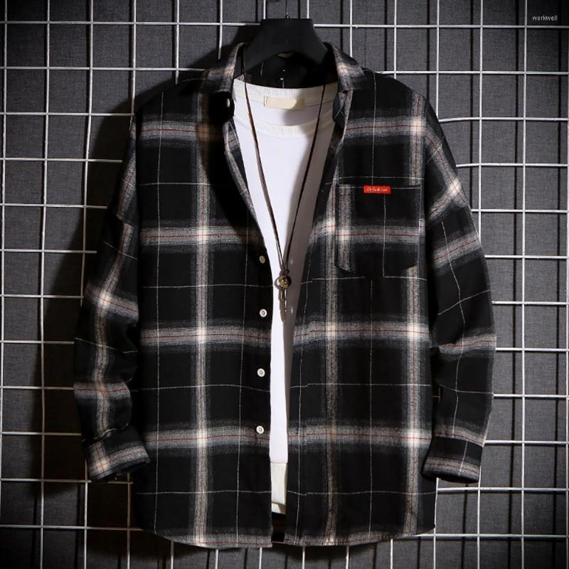 

Men's Casual Shirts Autumn Tops Single-breasted Men Shirt Color Matching, Black