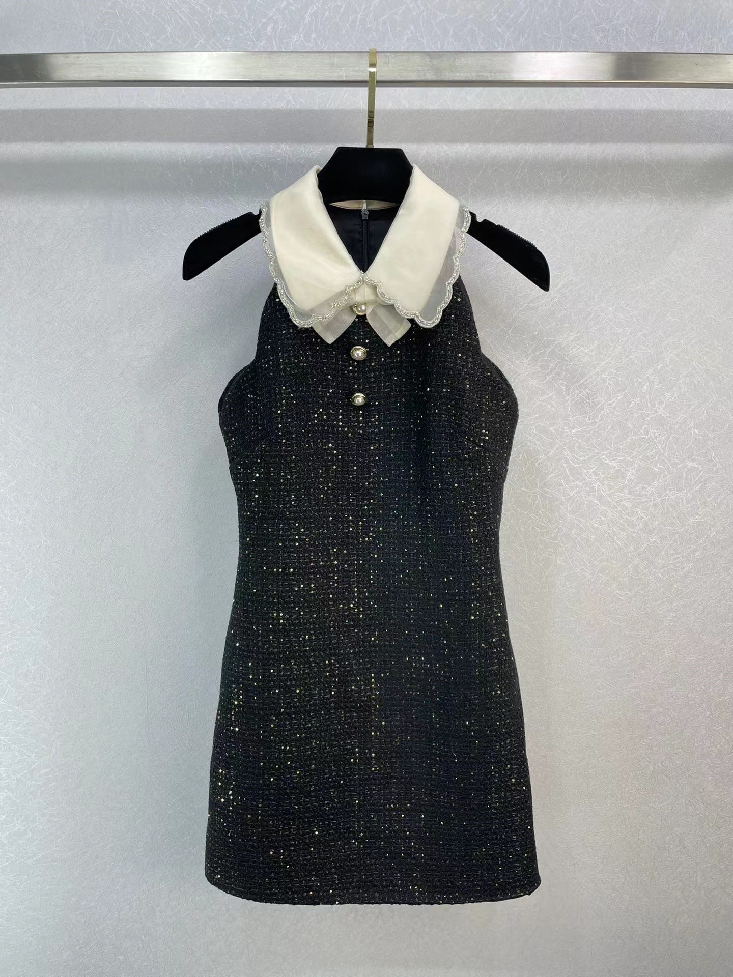 

Milan Runway dresses 2023 New Spring Summer Lapel Neck Sleeveless Women' Designer Sundress Brand Same Style Dress 0131-4, Customize