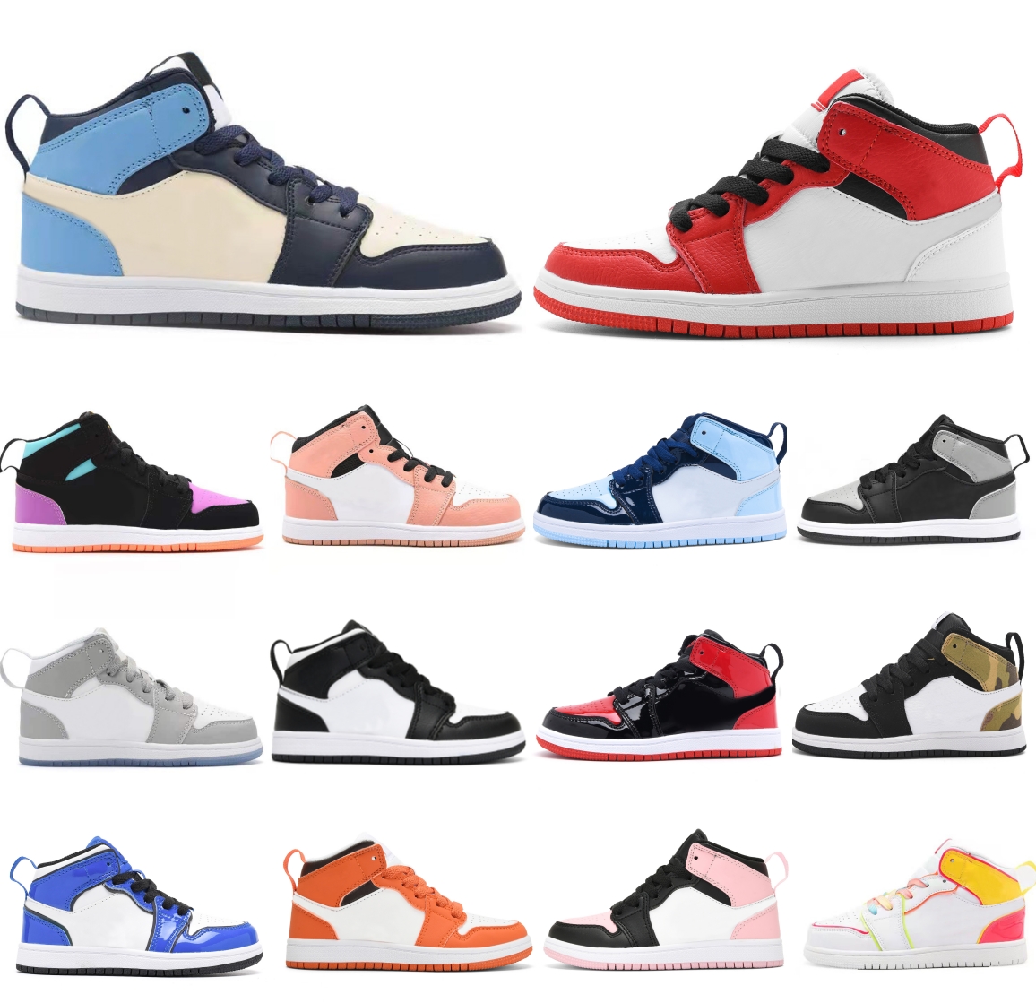 

High Shoes Kids Sneakers Basketball Children 1 Boys Girls Toddler 1s Trainers Athletic Outdoor Sneaker Infants Green Chicago Bred size Mocha s8wo#, Color 2