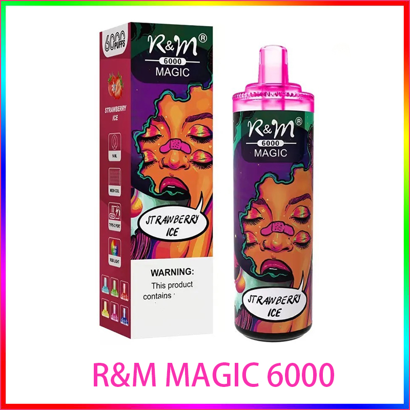 

Original R&M MAGIC 6000 electronic cigarettes RGB Flash light Disposable Vape Pen 6000 Puff Cigarettes E Cigs 2% 3% 5% 650Mah 14Ml New Vapes cigvapes