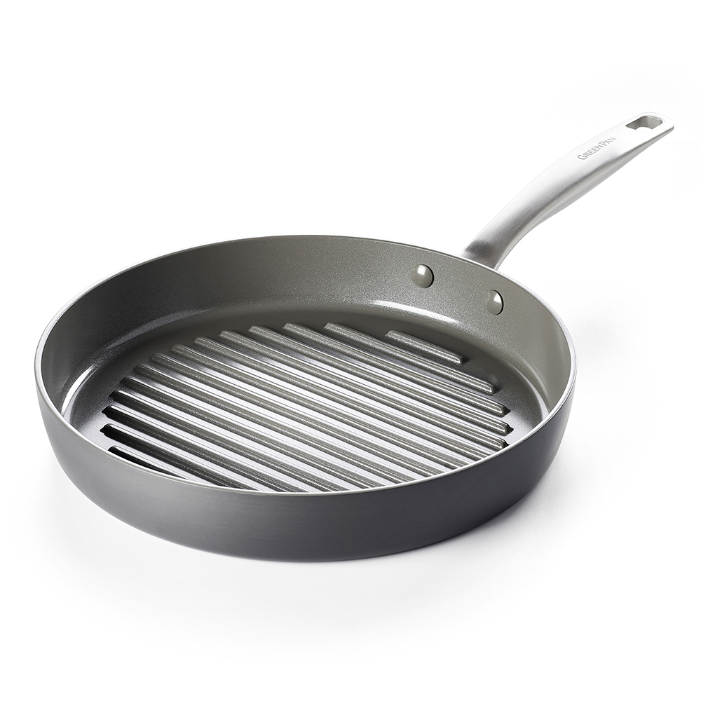 

GreenPan Chatham Healthy Ceramic Nonstick 11" Round Grillpan Gray