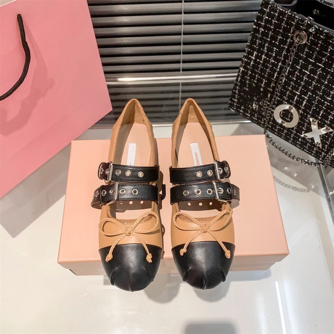 100% Leather Fashion Luxury designer Dress shoes Women ballet shoes Women's bow shoes flat shoes Mary Jane flat shoes Size Eur 34-40