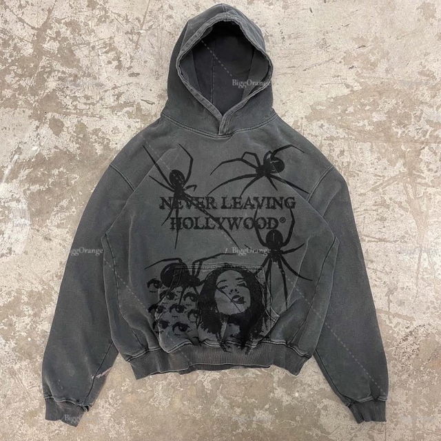 Felpe da donna Felpe con stampa vintage demone Donna Streetwear Felpa con cappuccio oversize Felpa per coppie Goth Harajuku Giacca Y2k Top con cappu