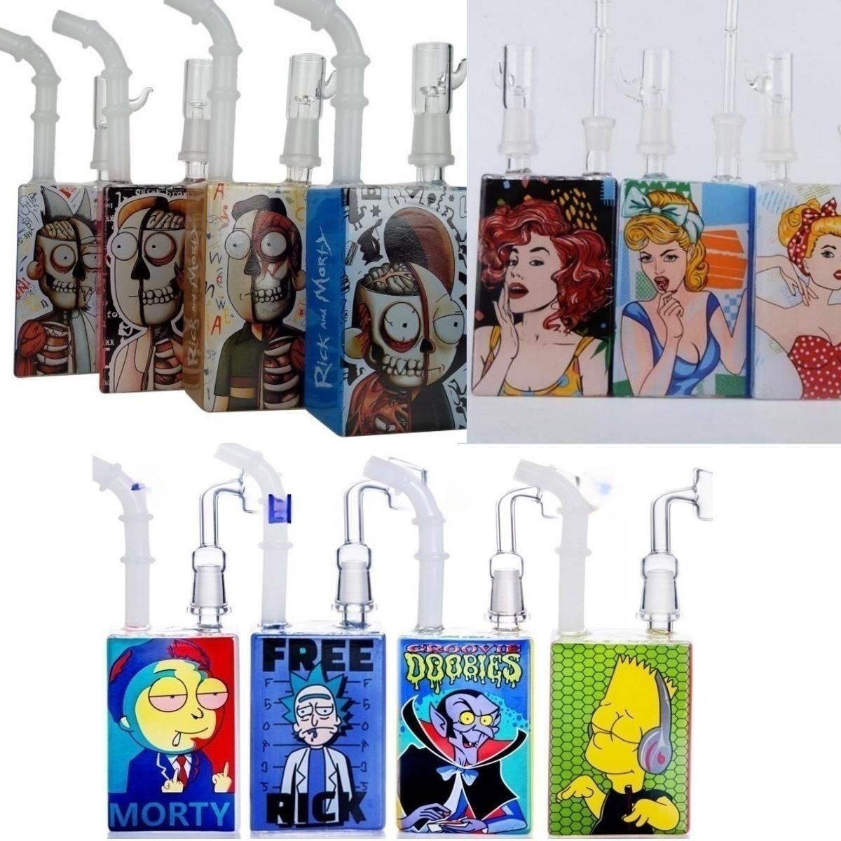 hookahs hitman Mini Liquid glass rigs Glass Cereal Box oil Dab Rig 14.4 mm with domeless glass bong free shipping-image-387371091