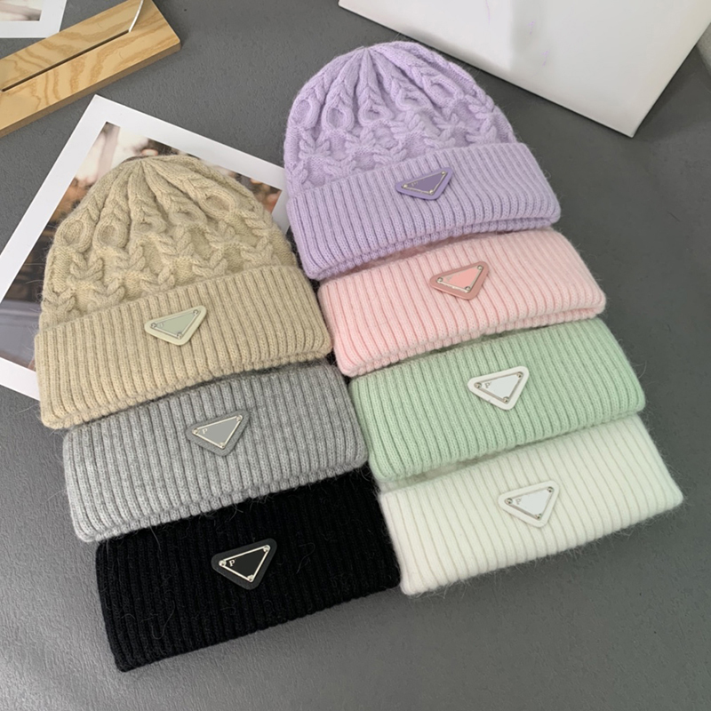 Designer de luxe France Skull Caps Unisexe Triangle Inversé Bonnet en Poils de Lapin Bonnet Résistant au Chaud et au Froid Bonnet Polyvalent Prot
