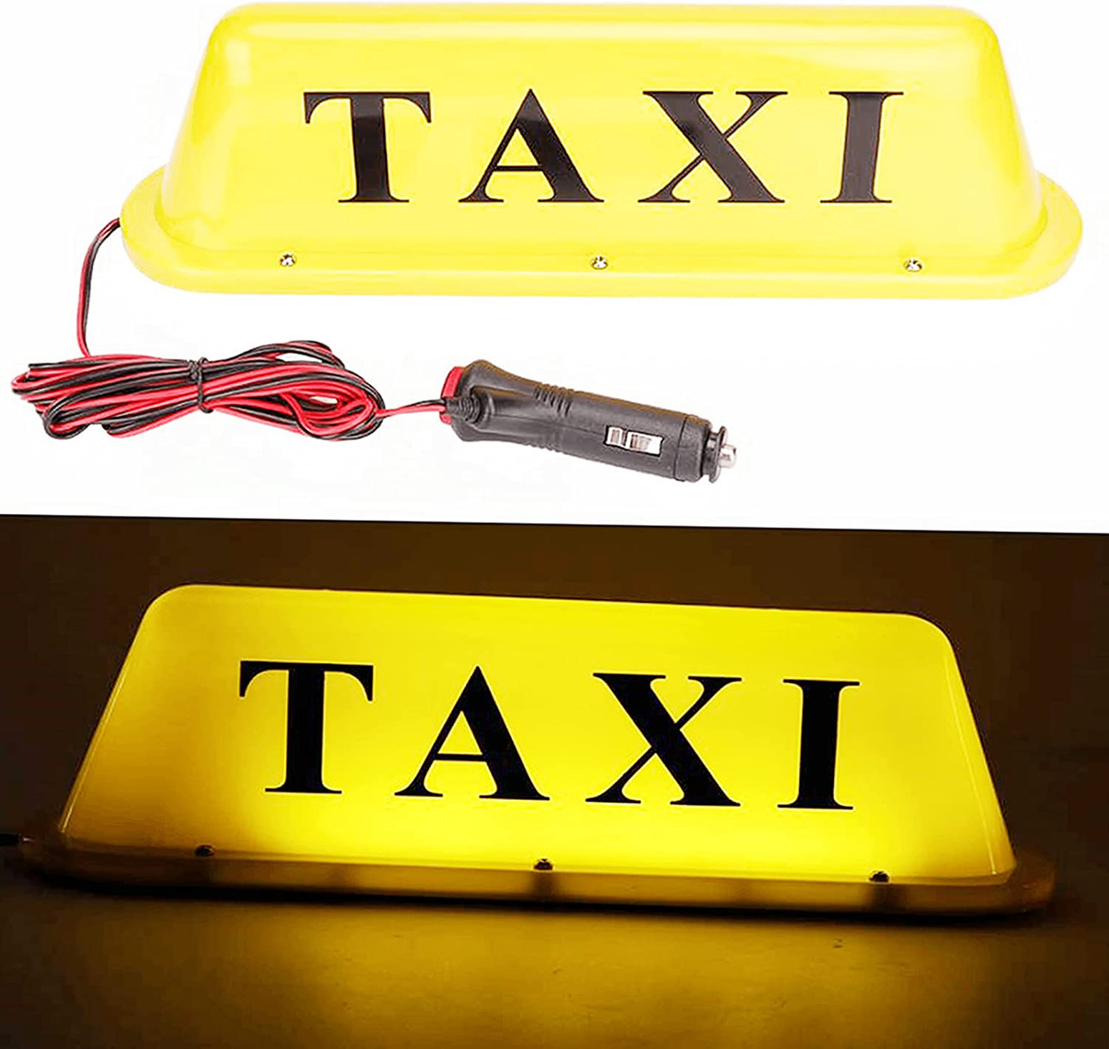 Taxi Sign Lamp, Taxi LED Light 12V LED Magnetic Taxi Sign Roof Top Car Super Bright Light Lamp with Cigar Lighter Taxi Windscreen Cab Indicator S-image-558938318