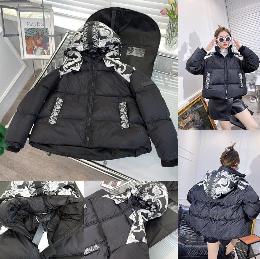 Luxurys VER Down Jackets for Women Classic Flower Pattern Black Winter Down Coats Thick Hoodie Outwear Newfangle Clothes SML-image-891095257
