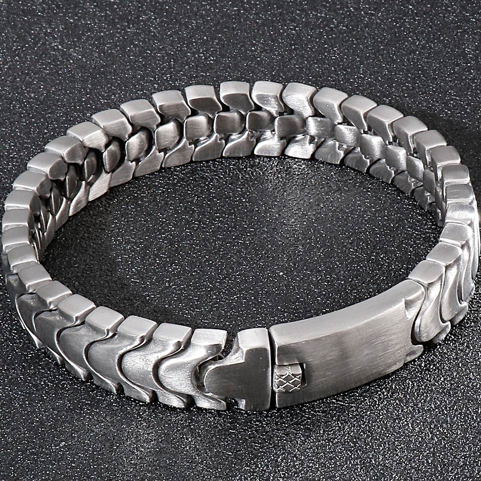bracelet designer Bracelets de charme Bracelet hommes 12MM mat en acier inoxydable hommes sur les bandes de main bijoux masculins fer Mannen bras
