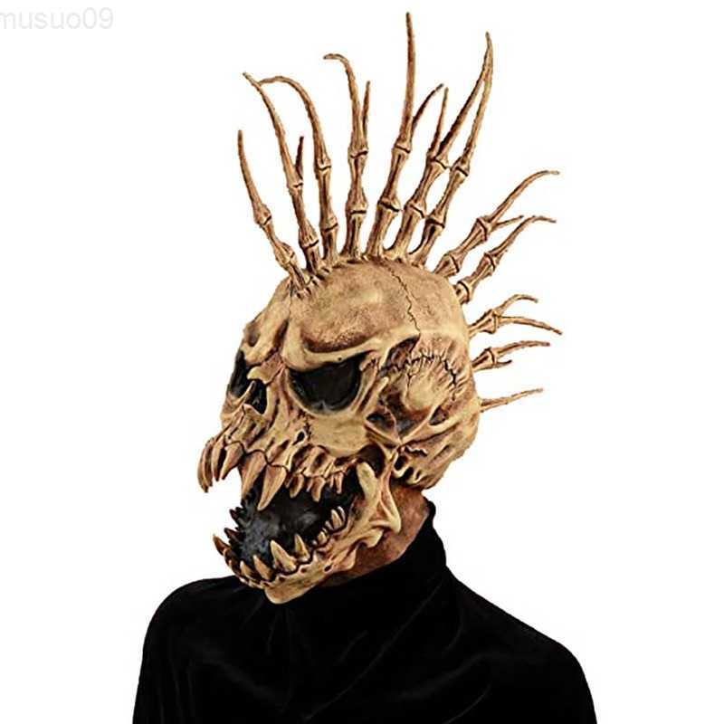 Party Masks Halloween Horror Skull Mask Party Cosplay Scary Props Horror Latex Headgear Big Mouth Full Face Mask for Halloween Mask for Men L2605-image-891373612