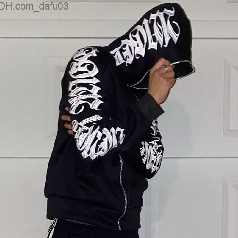 Men's Hoodies Sweatshirts Punk Gothic Alphabet Printed Men's Jacket Y2k Full Zip Hoodie Women's Sudaderas Hombre Unisex Hoodie 202-image-891361404