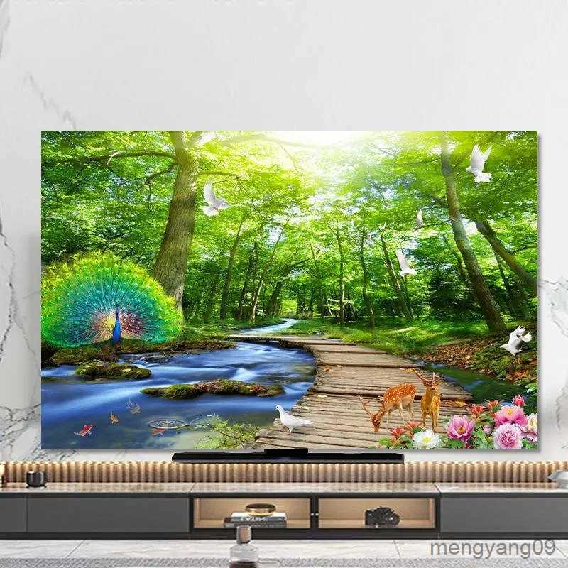 Dust Cover TV Cover 32" 70" Television Screen Soft Fabric Dust Case Resistant Splash Proof Protection For Home Decoratio L260524-image-891679730