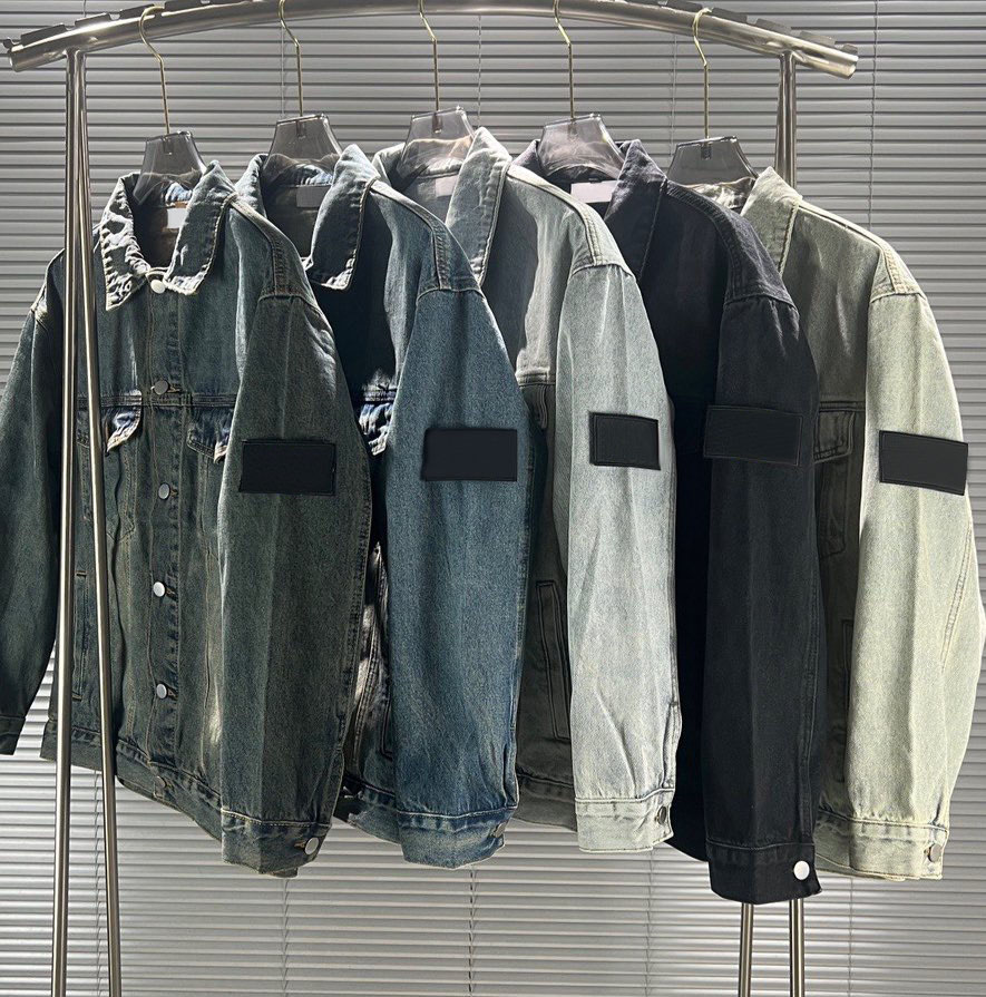 Mens Jean jacket designer jacket denim top womens long sleeve jacket top cardigan shoulder strap fashion retro couple jacket 5 colors M-2XL-image-787914749