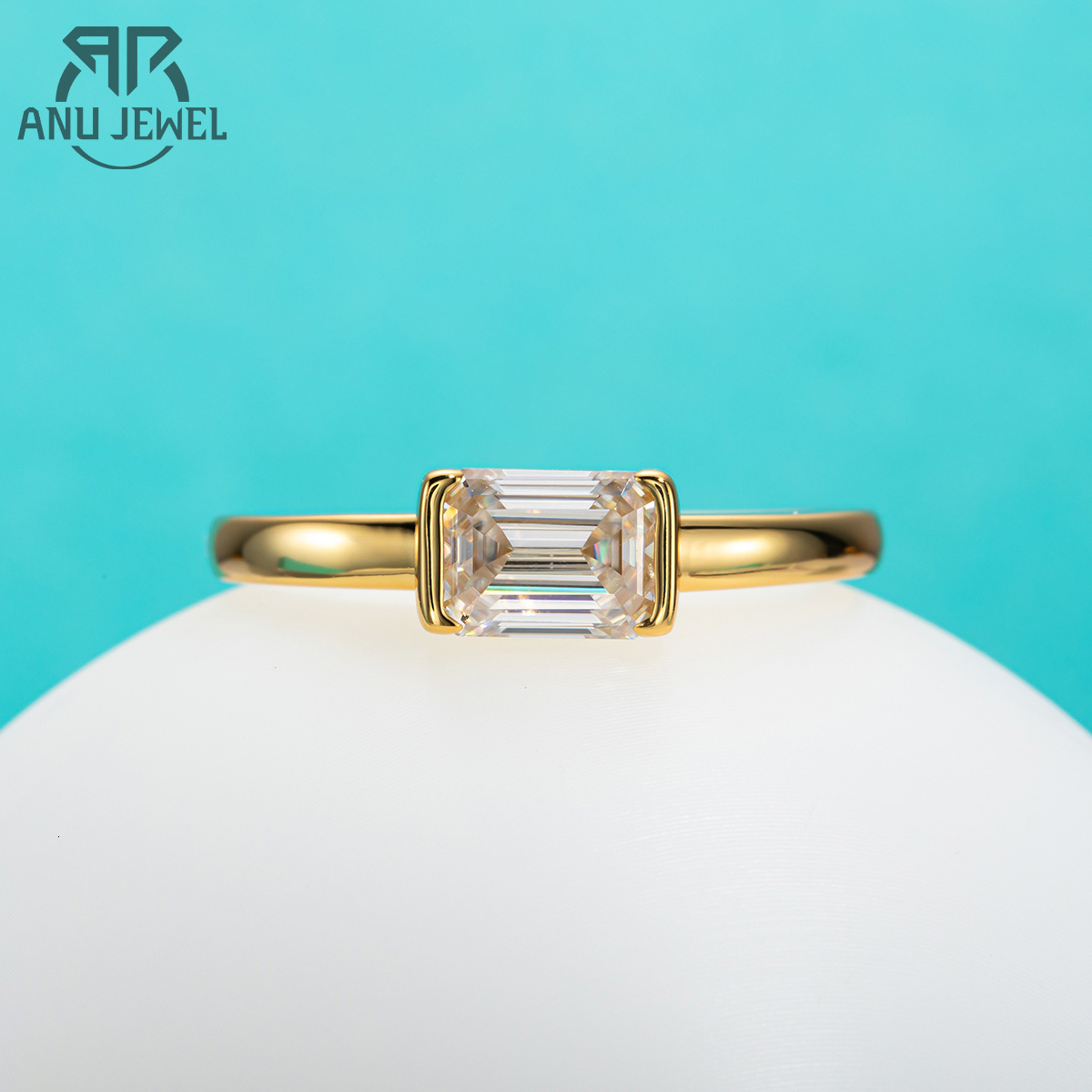 Wedding Rings AnuJewel 1 Carat Emerald Cut D Color Ring 925 Sterling Silver Engagement Wedding Rings For Women Wholesale 230803