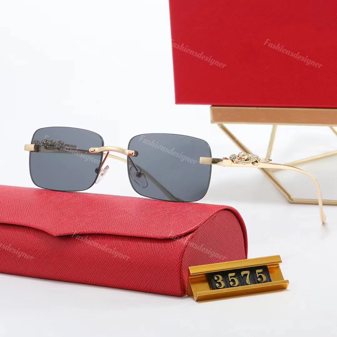 Designers sunglasses carti panther sunglasses rectangular rimless glasses buffalo horn sunglasses men's classic Leisure Luxury sunglass With-image-891640175