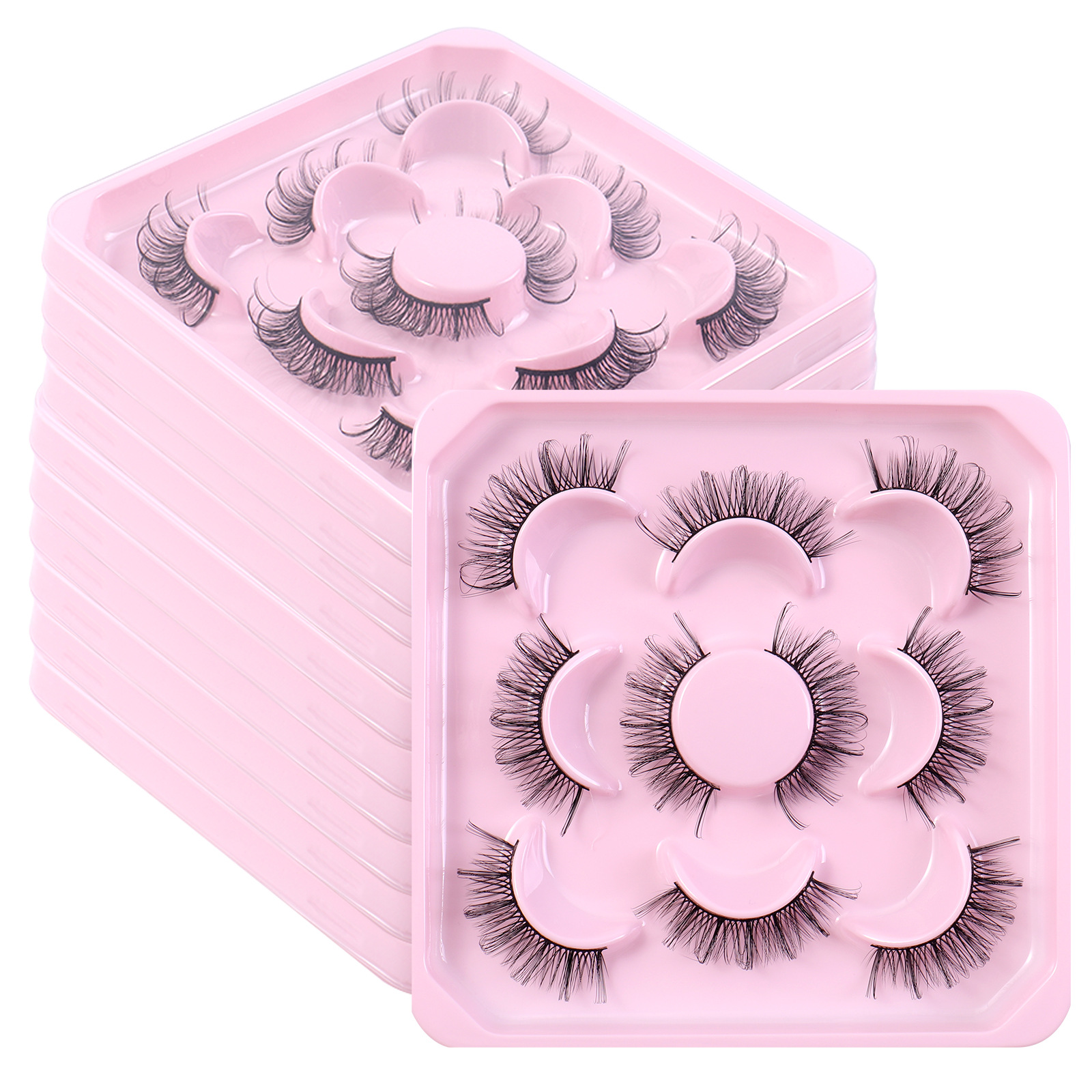 Thick Curled False Eyelashes Extensions Naturally Soft Light Handmade Reusable Multilayer 3D Mink Fake Lashes Fluffy Strip Lash-image-891827902