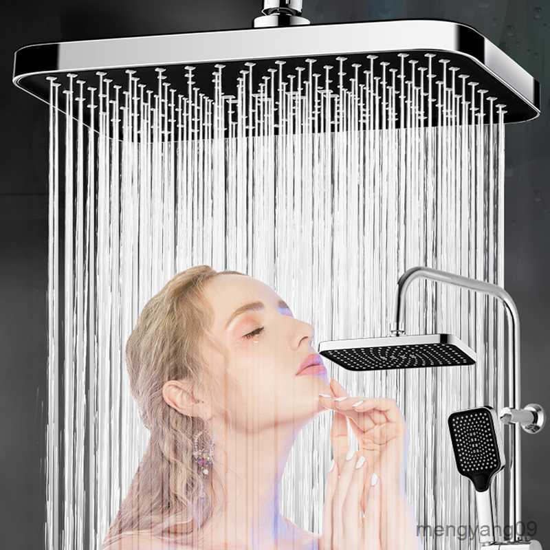 Bathroom Shower Heads Large Silver Black Bathroom High Pressure Shower Head Top Over-head Shower Sprayer Head Ceiling Rainfall Rain Shower Head L-image-891765113
