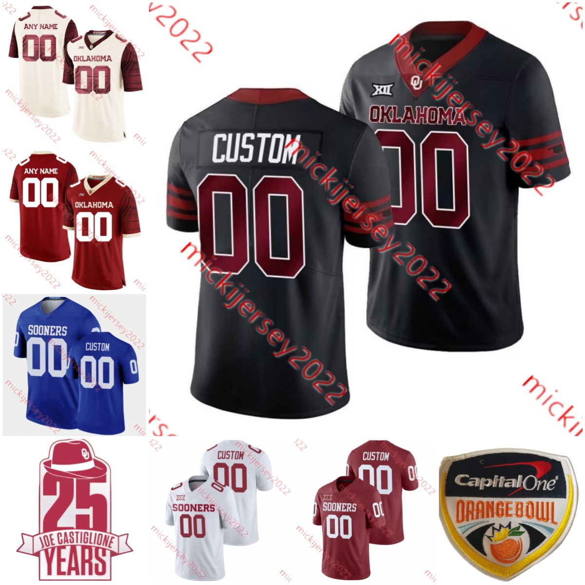 Ronnie Perkins Brian Bosworth Oklahoma Sooners Maillot de Football Theo Wease Jr. Jadon Haselwood Woodi Washington T.J. Pledger Caleb Kelly Maillots cousus Oklahoma