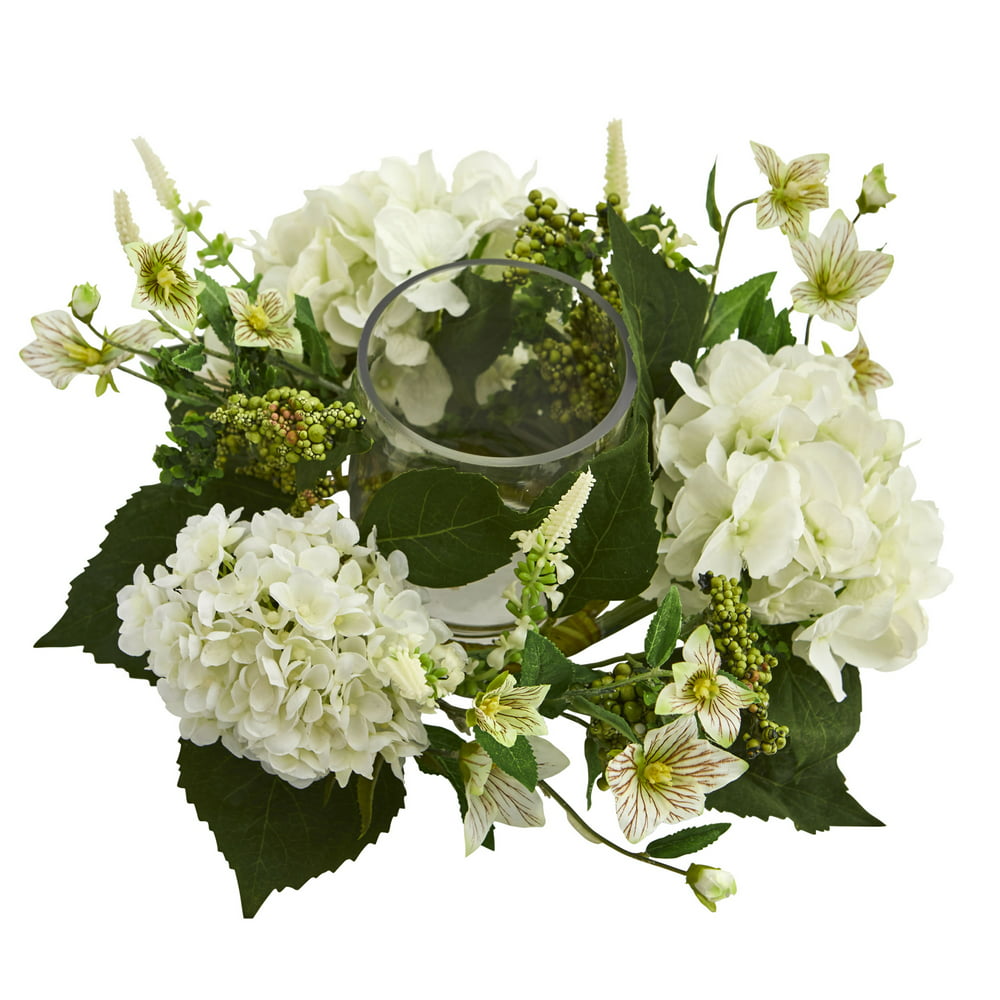 Hydrangea Artificial Candelabrum Arrangement, White
