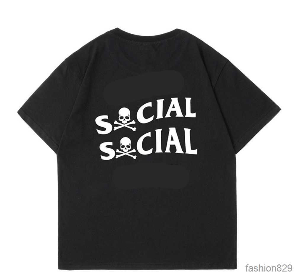 Boys t Shirts Cool Fashion Skull Letters Print Cotton T-shirts Men Women Anti Social Club Designer Luxury Brand Motion Current-image-891801421