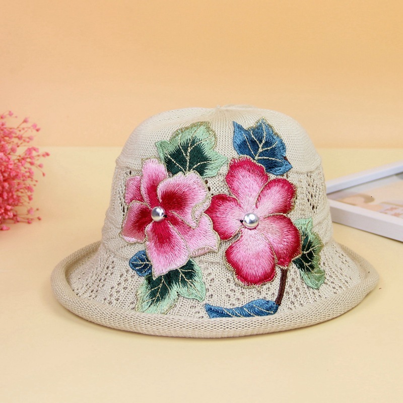 Wide Brim Hats Bucket Folding Knitted Hat Hollow Breathable Sun Embroidered Fisherman All match Female Fashion Casual Ethnic Style Out 230804