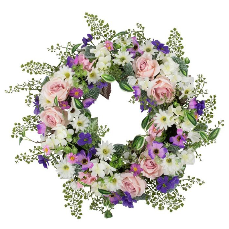 Mixed and Fern Artificial Spring Wreath 24-Inch