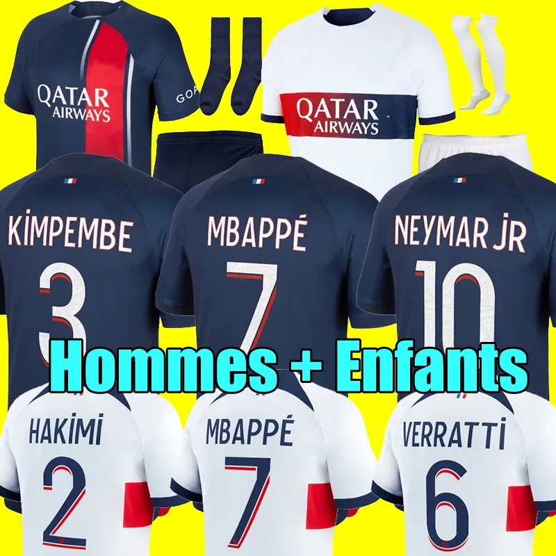 JOUEUR 30 10 MBAPPE 7 maillots de football HAKIMI SERGIO RAMOS PSGS SANCHES 22 23 24 Maillots maillot de football 2023 2024 hommes enfants kit en