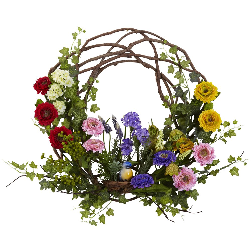 Artificial Spring Plastic Wreath, 22 Assorted Colors