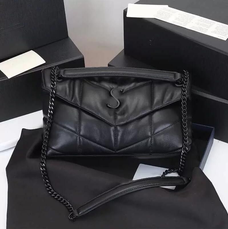 Soft Sheepskin Women Loulou Puffer Shoulder Crossbody Bag Classic Envelope Bag Chain Cross Designer Handbags Purse