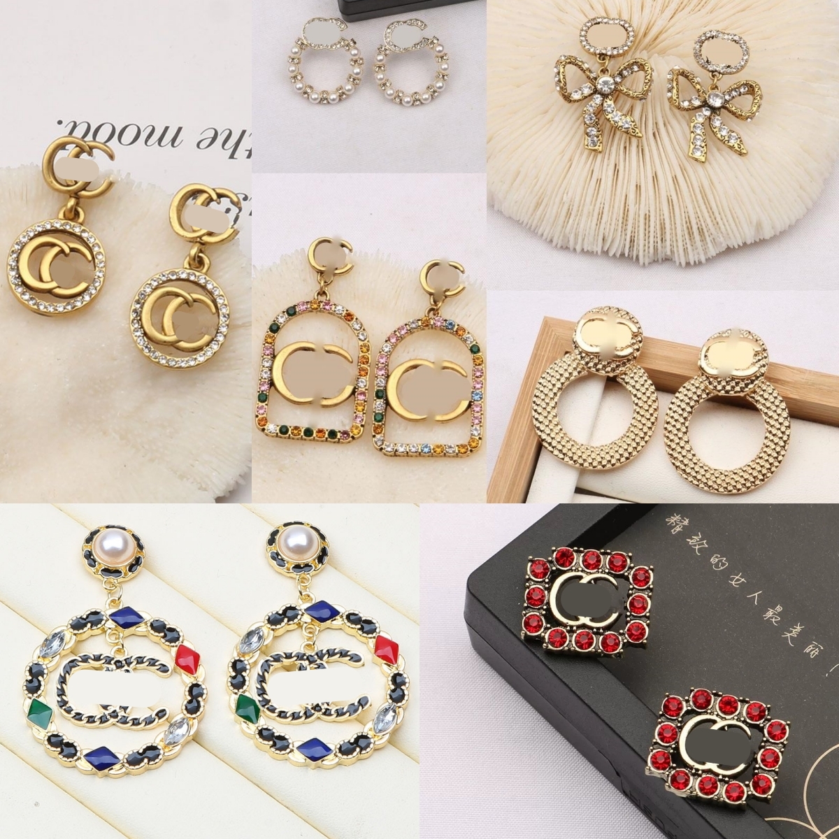 Mixed Simple 18K Gold Plated 925 Silver Luxury Brand Designers Letters Stud Geometric Famous Women Round Crystal Rhinestone Pearl Earring Wedding-image-892311464