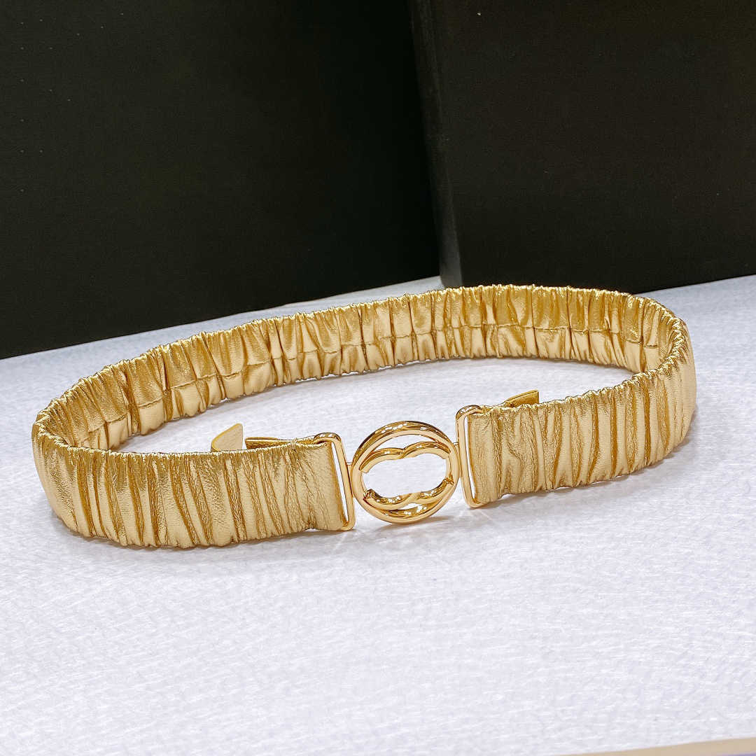 Belts Luxury Sheepskin Stretch Belt Fashion Classic Glossy Brass Buckle Women Casual Dress Accessory Belt 30cm Highquality Designer Belt Availabl