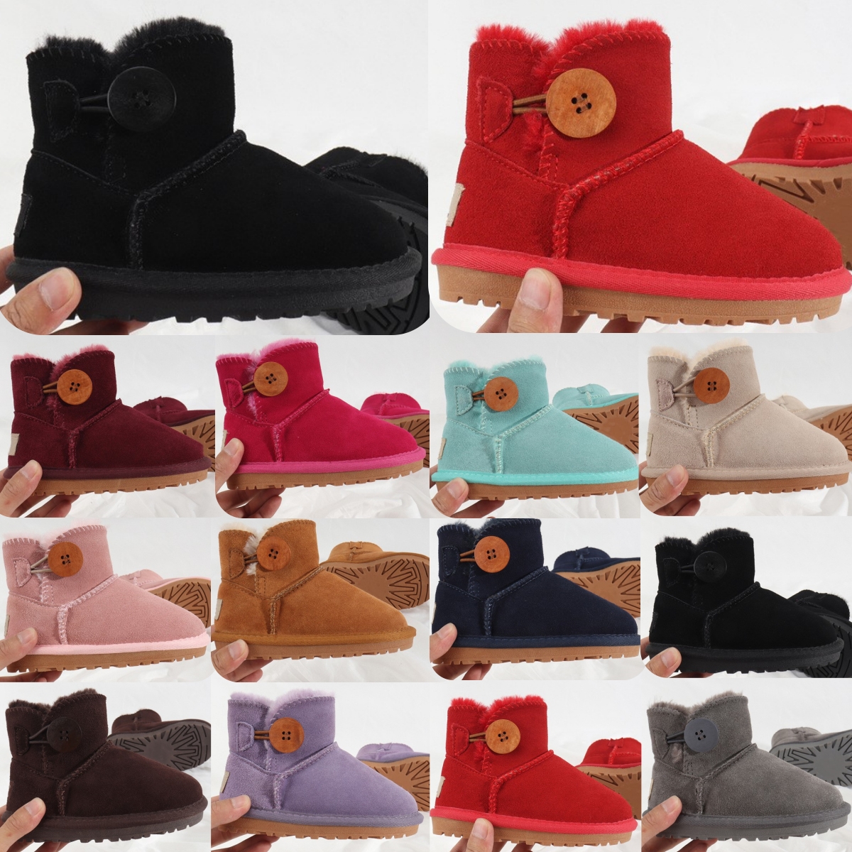 Kids Australia Mini Bailey Classic Button II Boots Children Girls Snow Boot Fur Winter Warm Youth Big Kid Shoes Toddler Baby Booties Ches y0zQ#-image-887528775