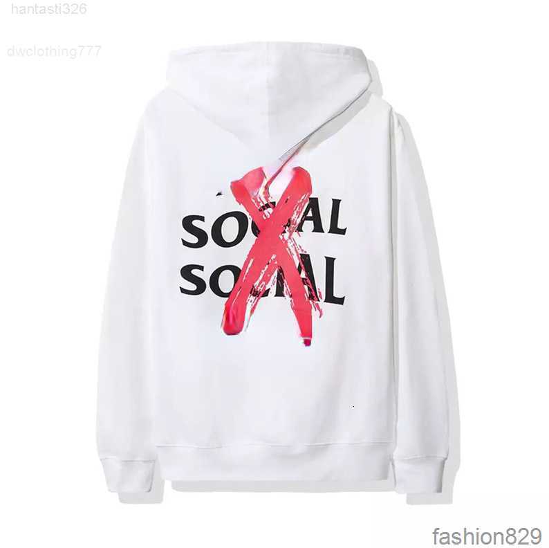 Men New Hip Hop Brand Hoodie Cross Powder Plush Loose Pullover Anti Social Club Color Jacket Aaa-image-892578776