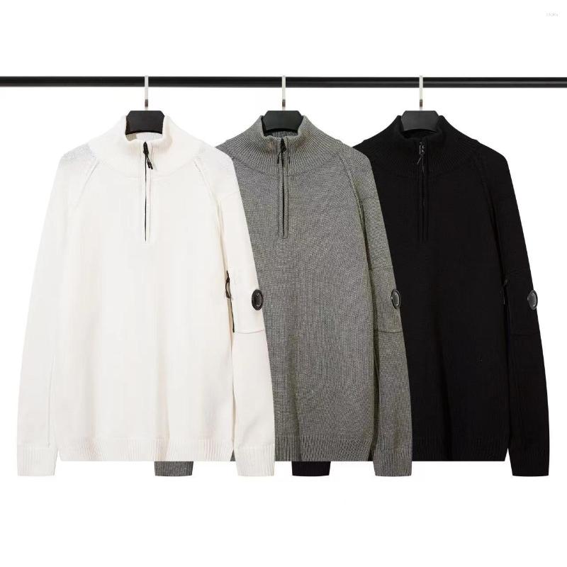 Men's Sweaters CP COMPANY 23SS Designer Autumn And Winter Warm Micro Lens Pullover Round Neck Solid Color Knitted Sweater-image-892814699