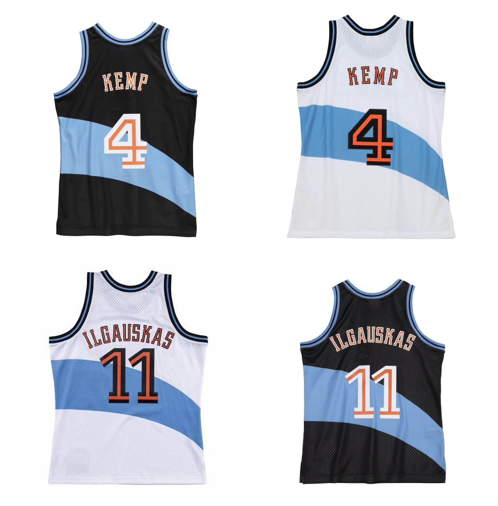 Shawn Kemp Zydrunas Ilgauskas Cavalier Basketball Jersey Clevelands Throwback Jerseys Blue White Size S-XXXL-image-892844944