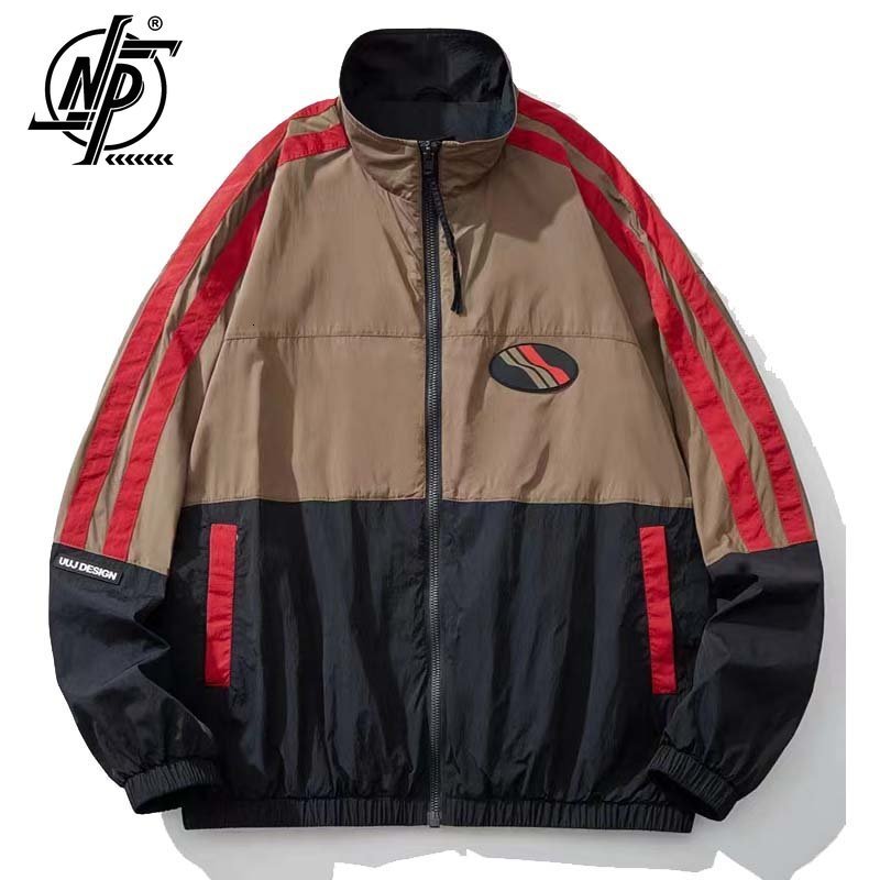 Mens Jackets American Windbreaker Jacket Men Spring Summer Thin Sportswear Coats Patchwork Fashion Unisex Loose Vintage Green College 230809