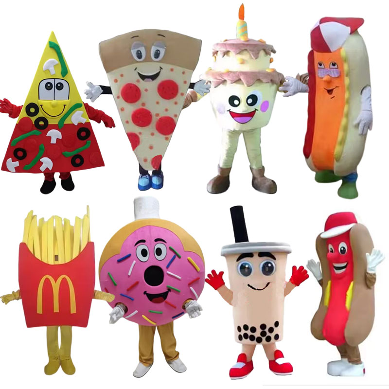 Costume de mascotte, Hamburger, Hot Dog, frites, pour adultes, accessoires de spectacle pour fête d'Halloween