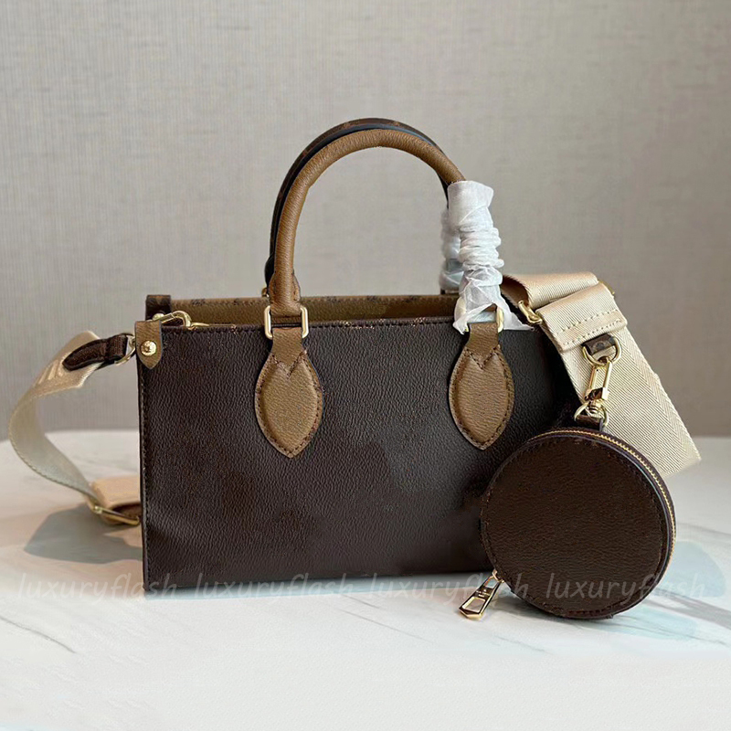 New Tote Bags Designer Womens Fashion Classic Handbags Crossbody Bags Onthego 2024 Zipper Horizontal Version 25cm Shoulder Purses High Quality