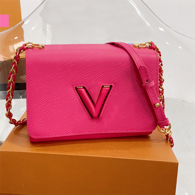 Crossbody Twist Lock Handbag Women Luxurys Designers Shoulder Bags Bolso TWIST Purse Ladies Chains Handbags Hot Pink Cross Body Totes Bag