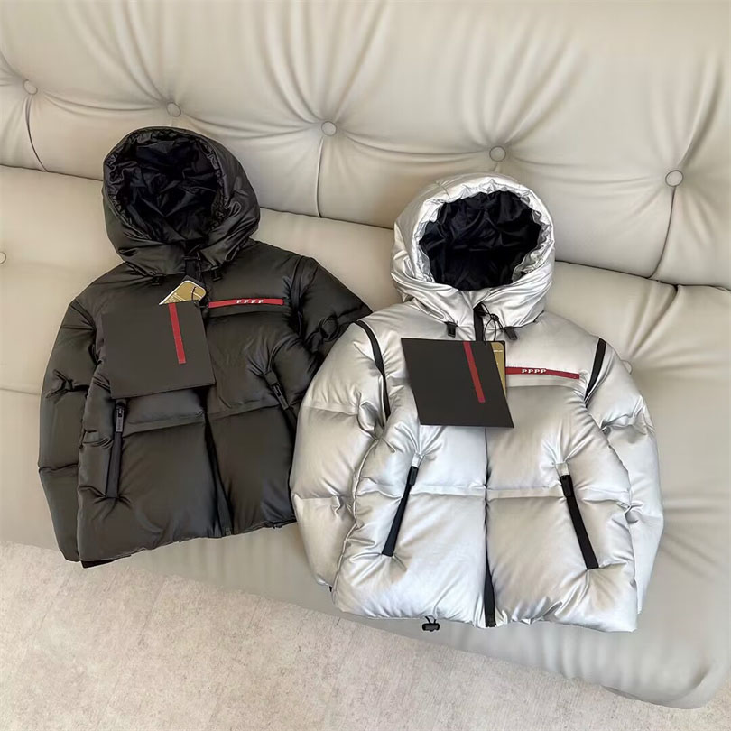 Children puffer Hooded Down Coats Fashion Winter Windproof Hooide Black Silver Jackets Kids girls Boys Outwear girl boy remveable sleeves clothes