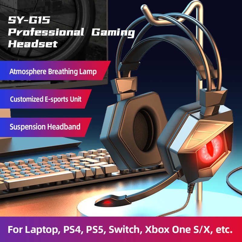 HiFi Stereo Bass Gaming Headphone with Microphone PC Laptop Video Game accessories For PS4 XBOX Phone LED Boys Headset Gamer HKD230809-image-893150218