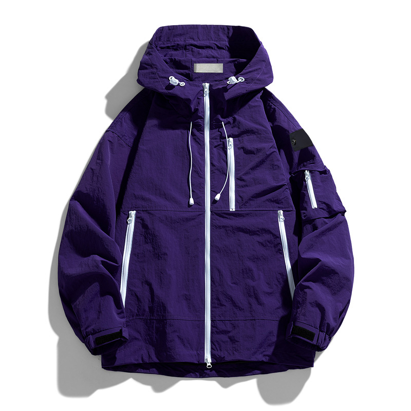 Manteau de montagne marque de mode manteau hardshell fonctionnel hommes et femmes tendance lâche couleur unie multi-poches cargo veste en pierre
