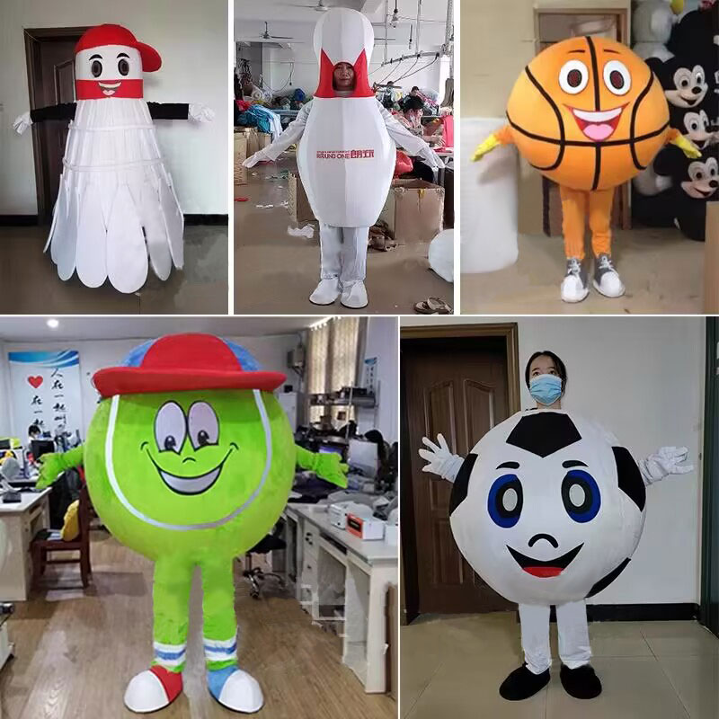 Mascota Fútbol Muñeca de dibujos animados Ropa Baloncesto Bádminton Disfraces de mascota Adulto Caminando Deportes Muñeca Accesorios Fiesta Carnaval Rendimiento