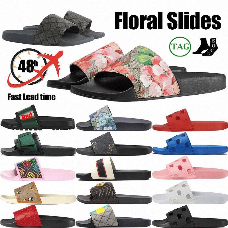 Designer Slide Pantoufles plates Sandale Caoutchouc Diapositives Abeille Tigre Floral Fleurs gg Sandales Toile Multicolore Été Plage Pantoufle gu