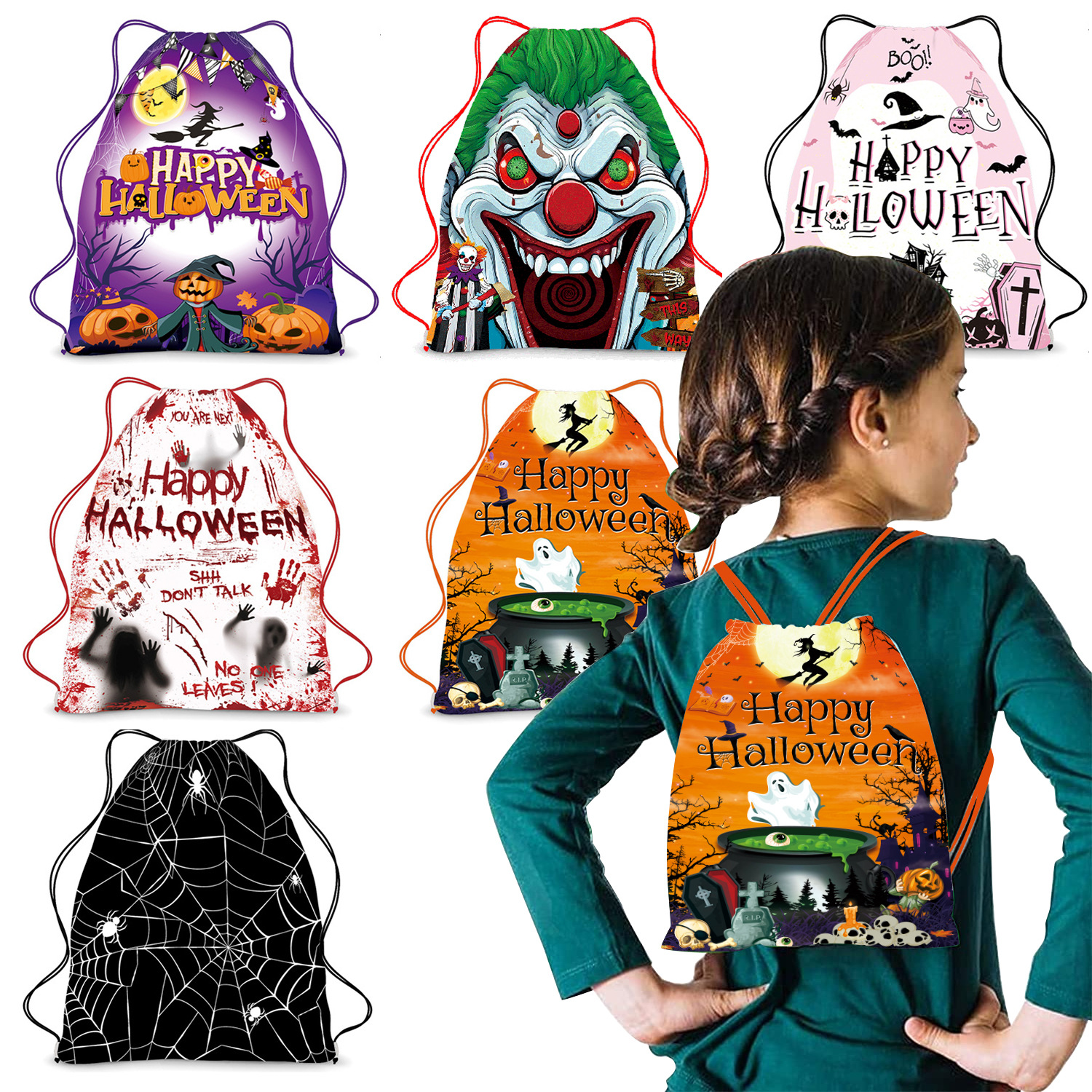 Halloween candy bag decoration portable pumpkin bag kindergarten children candy scene layout gift bag cloth bag-1
