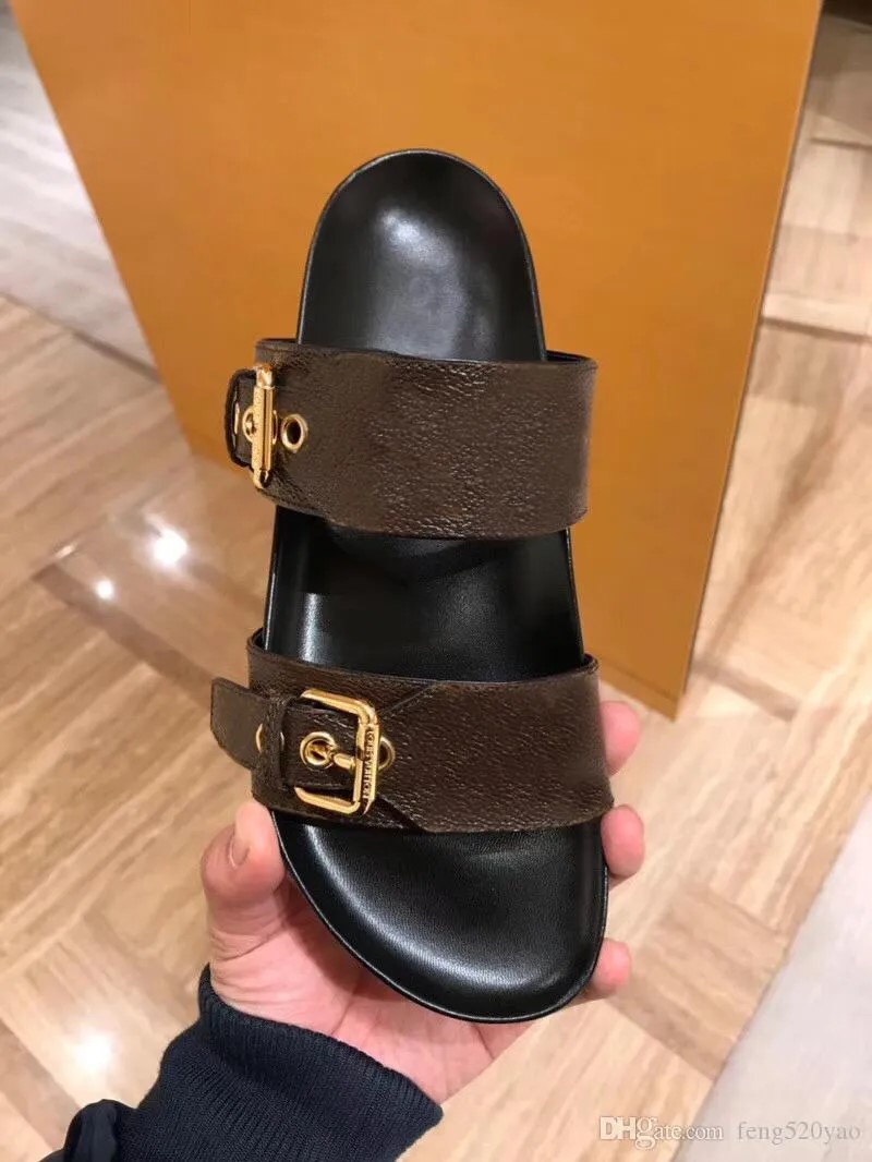 Women designer slippers summer luxury women's beach slippers cartoon big head leather flat buckle sandals slide designer women's shoes-image-859009259